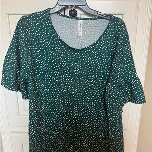 Green Polka Dot Top with ruffle sleeves